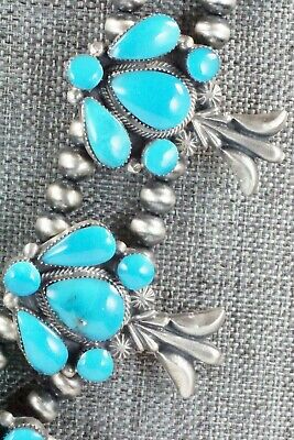 Turquoise & Sterling Silver Squash Blossom Set - Raymond Delgarito
