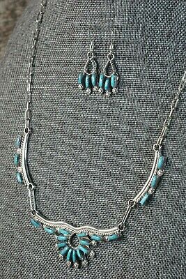 Zuni Turquoise & Sterling Silver Necklace & Earrings - Veronica Yawakia - High Lonesome Trading
