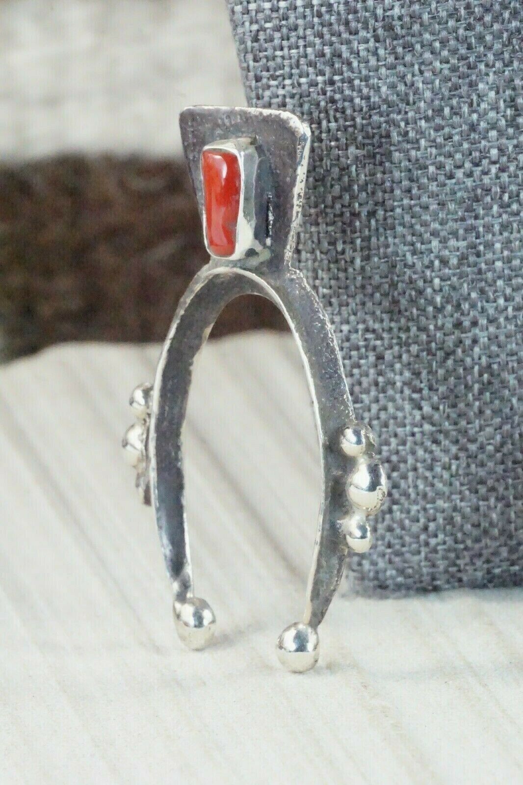 Coral and Sterling Silver Naja Pendant - Delbert Arviso