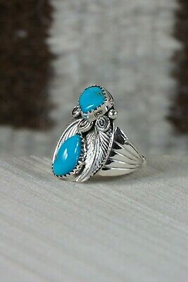 Navajo Turquoise and Sterling Silver Ring - Jeanette Saunders - Size 9.25 - High Lonesome Trading