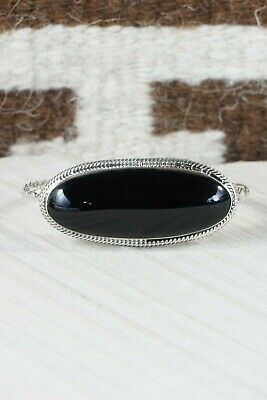Navajo Onyx & Sterling Silver Bracelet - Native American - High Lonesome Trading