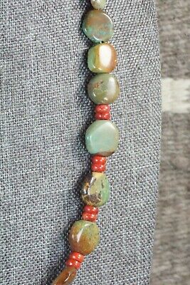 Turquoise, Coral & Sterling Silver Necklace - Navajo