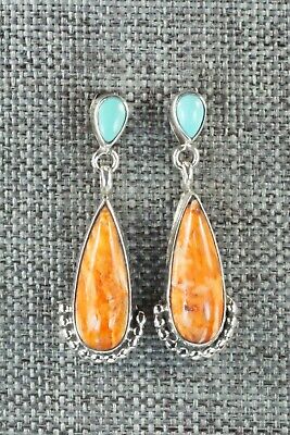 Spiny Oyster, Turquoise & Sterling Silver Earrings -Verley Betone