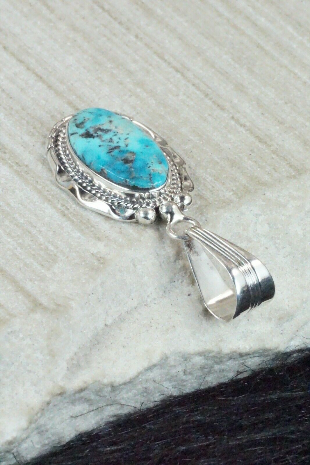 Turquoise and Sterling Silver Pendant - Samuel Yellowhair