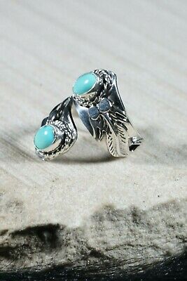 Navajo Turquoise and Sterling Silver Ring - Thomas Yazzie - Size 4.5 - High Lonesome Trading