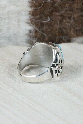 Turquoise & Sterling Silver Ring - Leslie & Gladys Lamy - Size 9.75