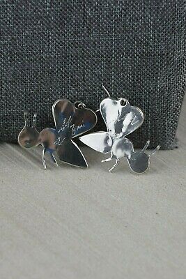 Zuni Mother of Pearl and Onyx Honeybee Sterling Silver Earrings - Angus Ahiyite - High Lonesome Trading