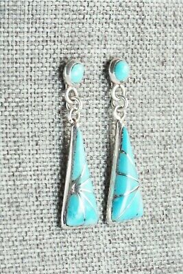 Turquoise & Sterling Silver Earrings - Kal Kallestewa