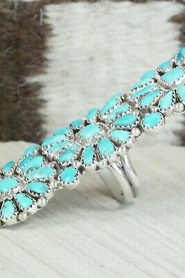 Turquoise and Sterling Silver Ring - Justina Wilson - Size 7.75