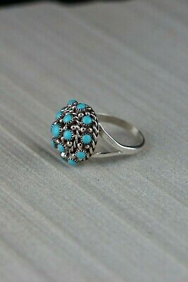 Zuni Turquoise and Sterling Silver Ring - Dickie Charlie - Size 6.75 - High Lonesome Trading