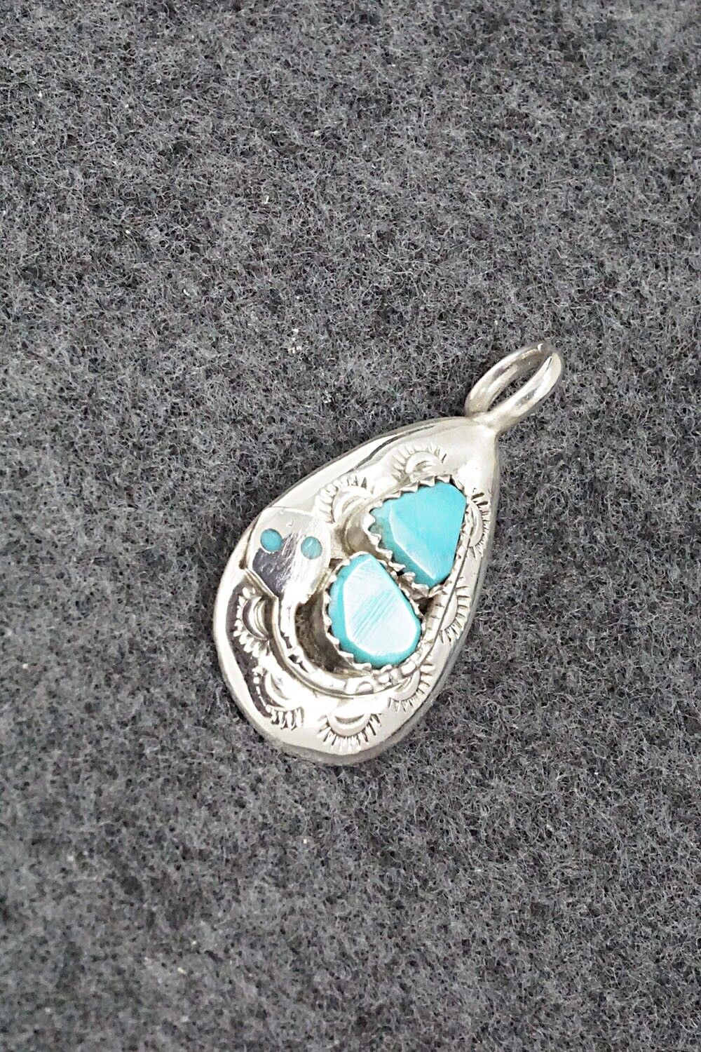 Turquoise and Sterling Silver Pendant - Joy Calavaza