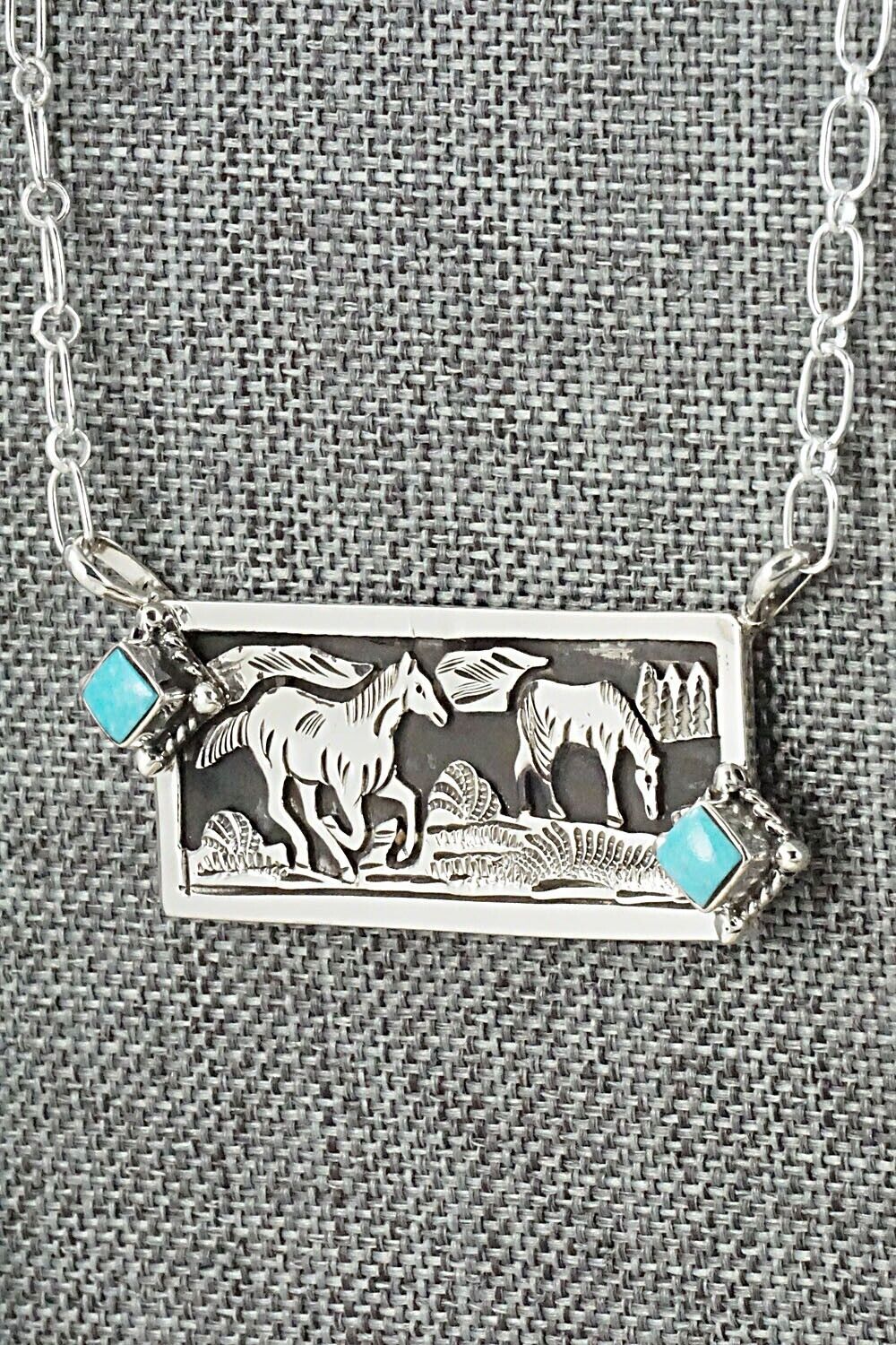 Turquoise & Sterling Silver Necklace - Jeremy Delgarito