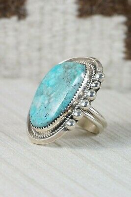 Navajo Turquoise and Sterling Silver Ring - Leslie Nez - Size 11 - High Lonesome Trading