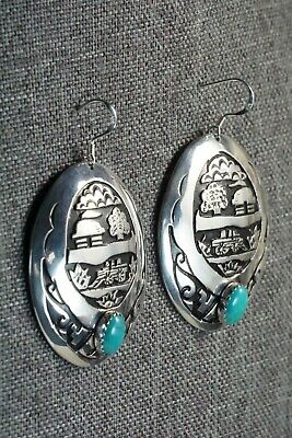 Navajo Turquoise & Sterling Silver Earrings - Richard Singer