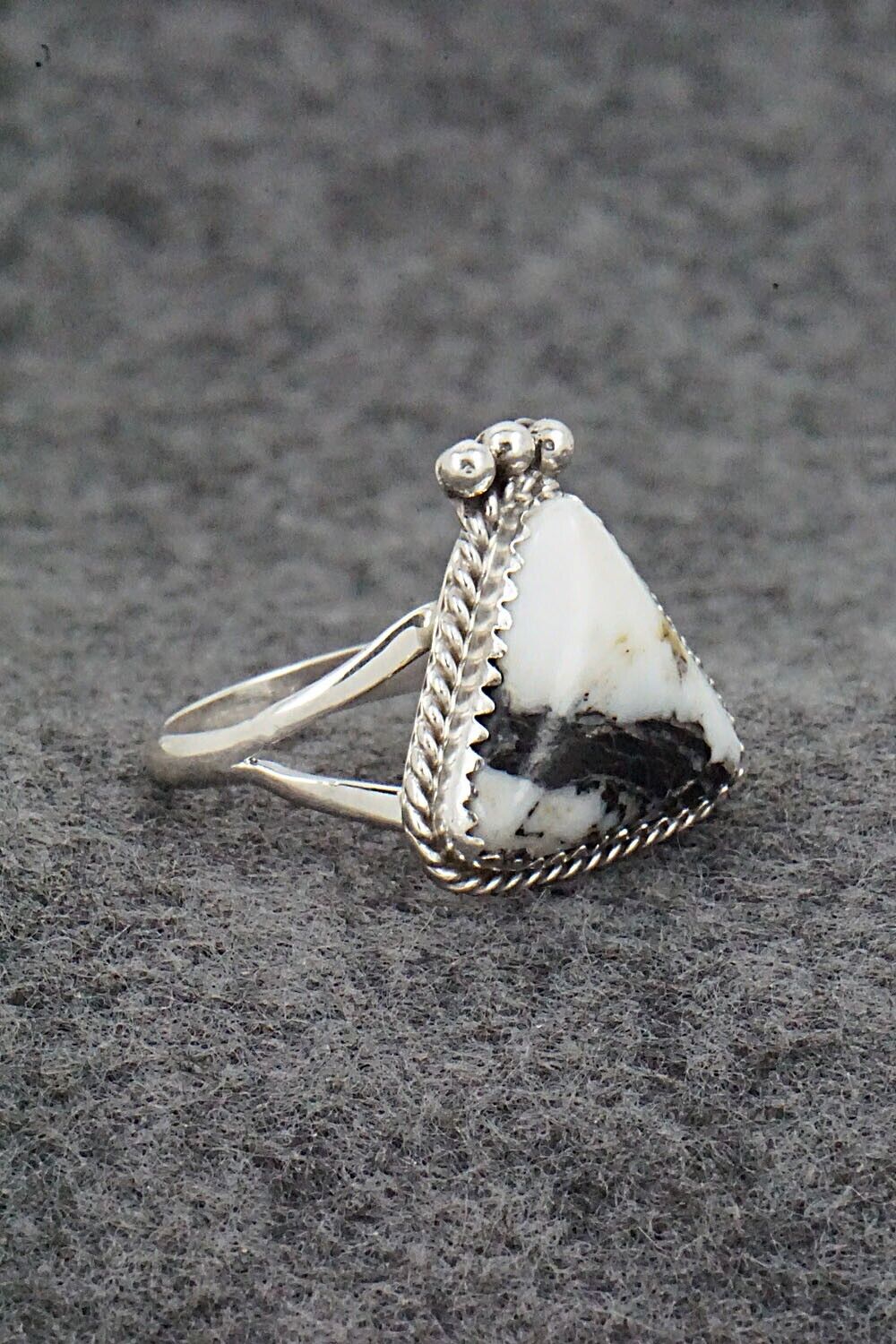 White Buffalo & Sterling Silver Ring - Judy Largo - Size 8.75