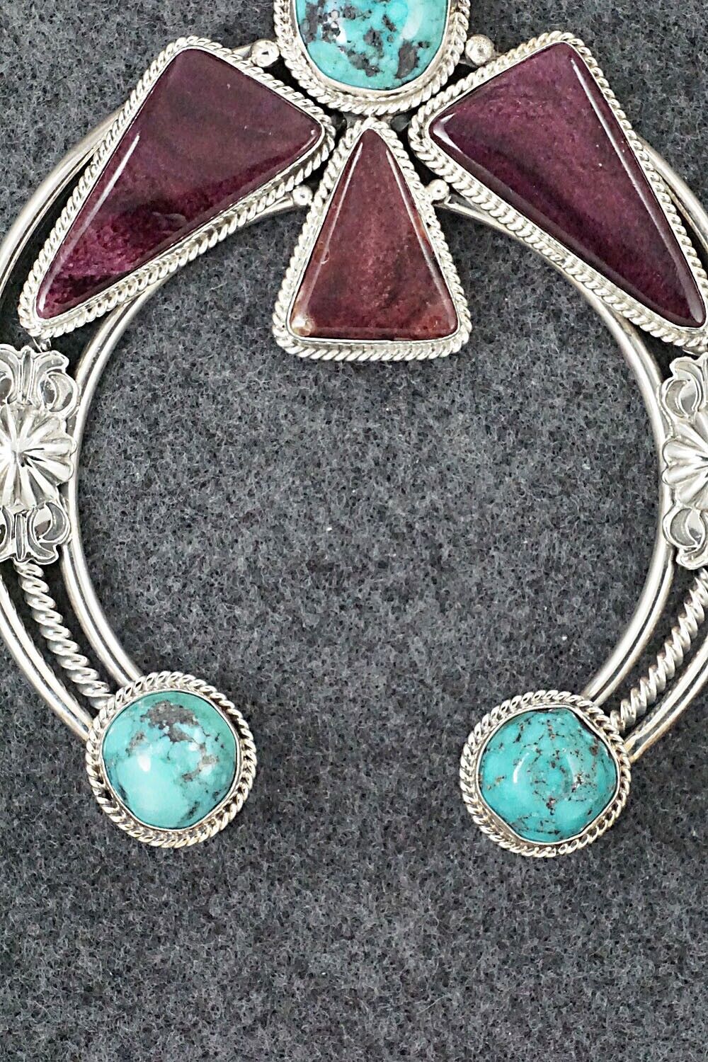 Turquoise, Spiny Oyster and Sterling Silver Pendant - Derrick Gordon