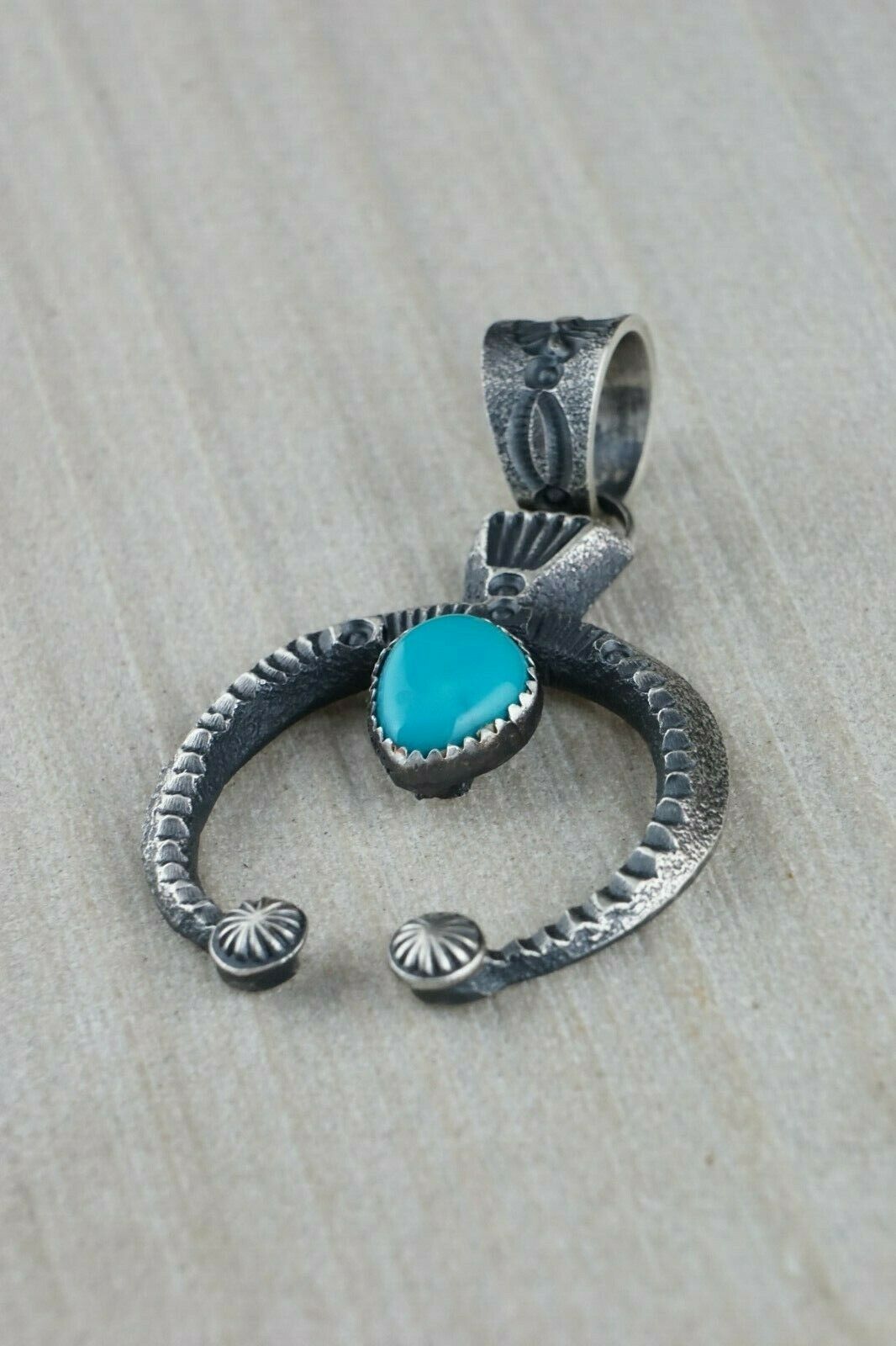 Navajo Turquoise and Sterling Silver Pendant - Eva & Linberg Billah - High Lonesome Trading