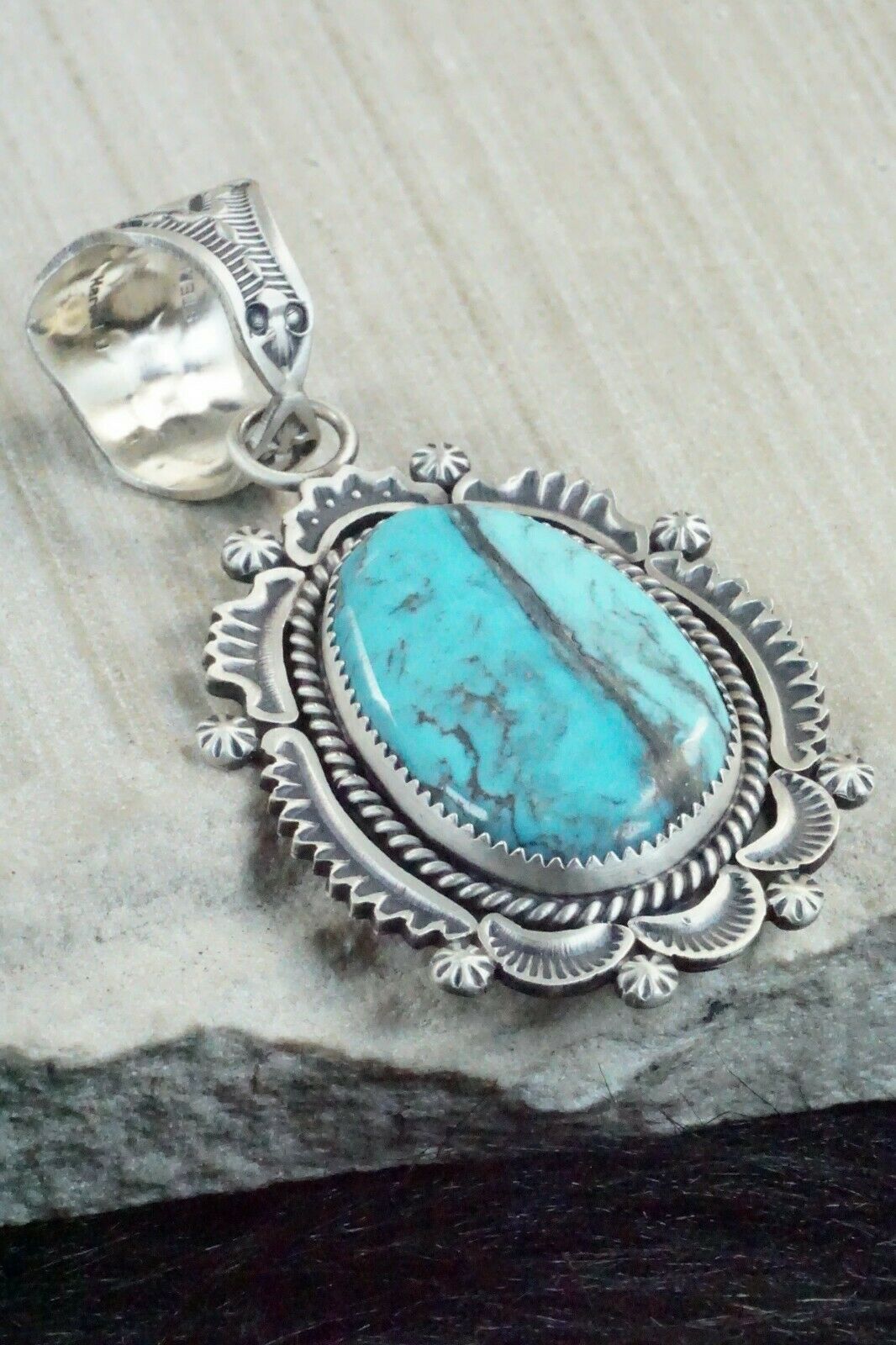 Turquoise and Sterling Silver Pendant - Harold Joe