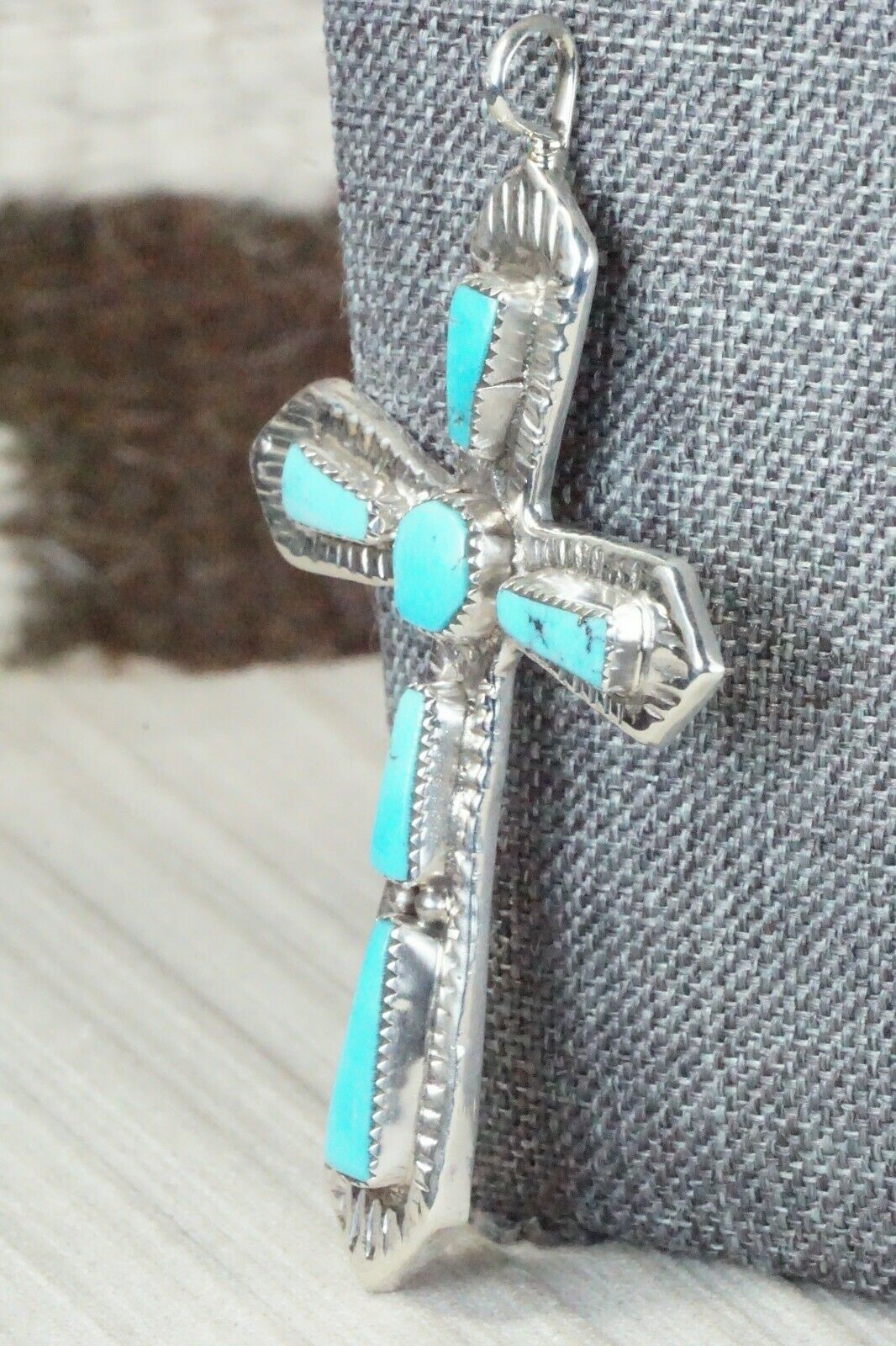 Turquoise & Sterling Silver Pendant - Lupe Leekity - High Lonesome Trading