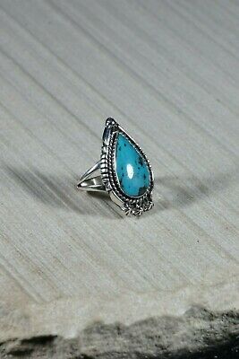 Navajo Turquoise and Sterling Silver Ring - Genevieve Francisco - Size 7.75 - High Lonesome Trading