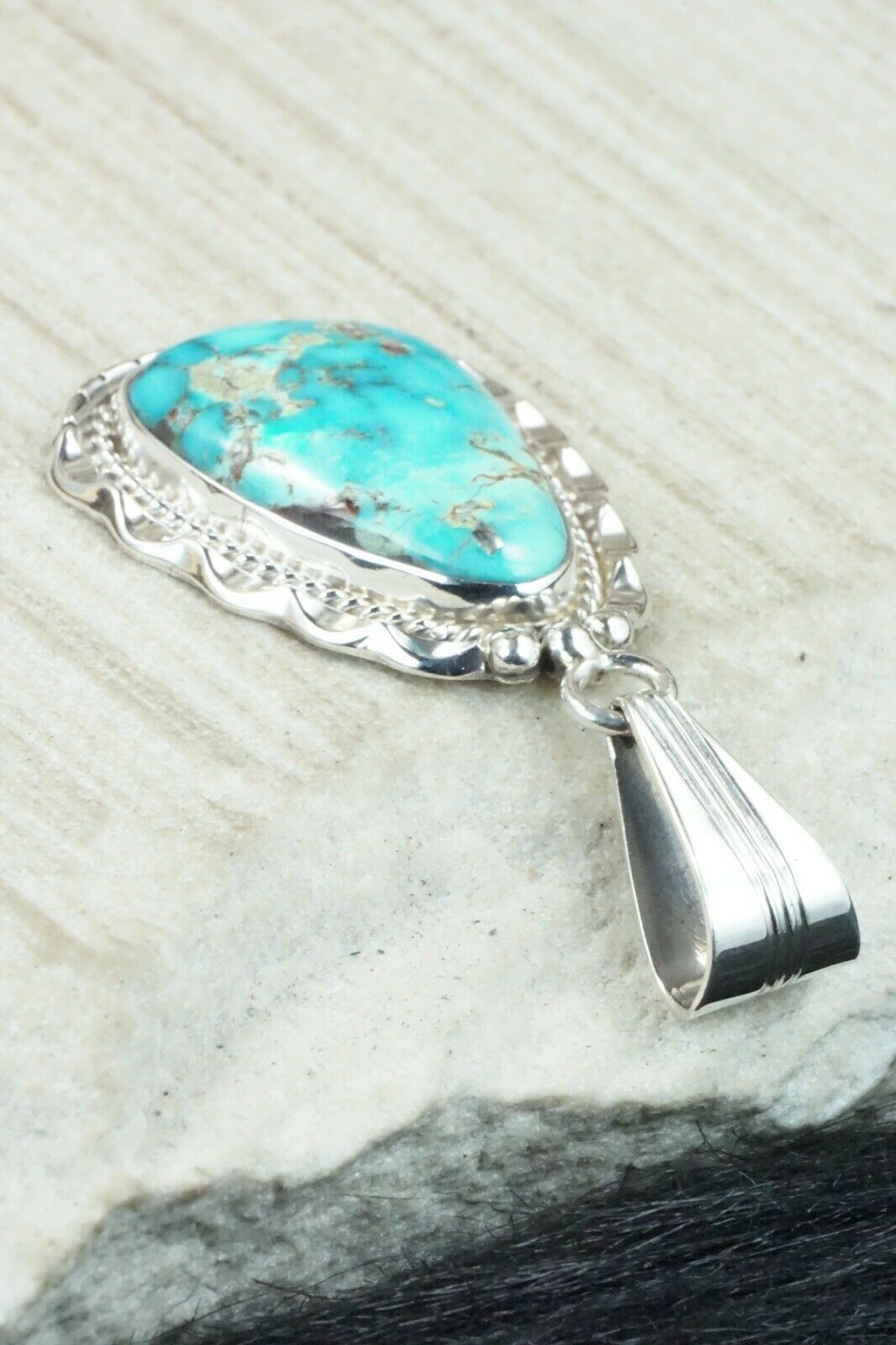 Turquoise & Sterling Silver Pendant - Samuel Yellowhair