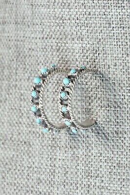 Turquoise & Sterling Silver Hoop Earrings - Georgiann Chavez