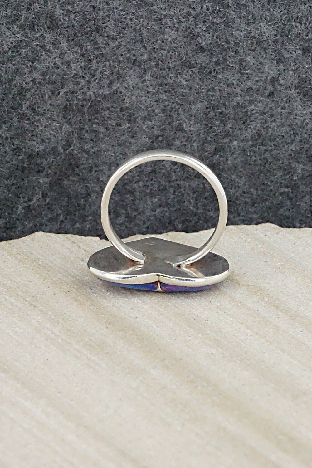 Opalite & Sterling Silver Inlay Ring - Evelyn Makee - Size 7.5