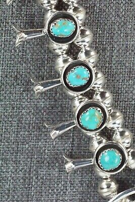Turquoise & Sterling Silver Squash Blossom and Earrings - Phil Garcia