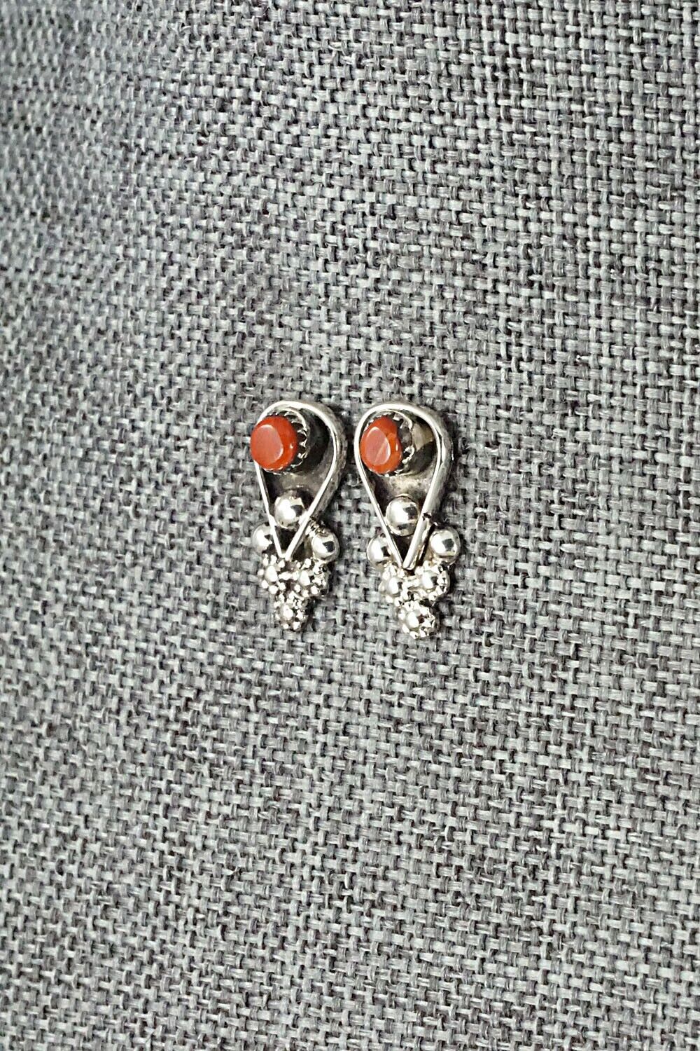 Coral & Sterling Silver Earrings - Verdie Booqua