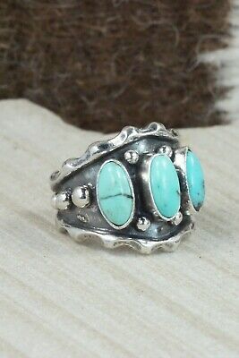 Turquoise & Sterling Silver Ring - Andrew Vandever - Size 7.75