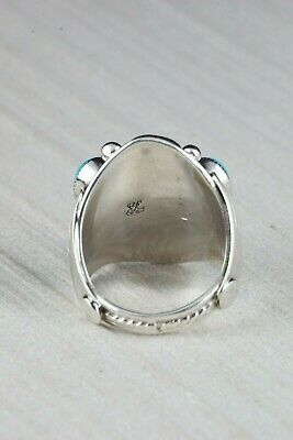 Navajo Turquoise Cluster and Sterling Silver Ring - Bobby Platero - Size 13.5 - High Lonesome Trading