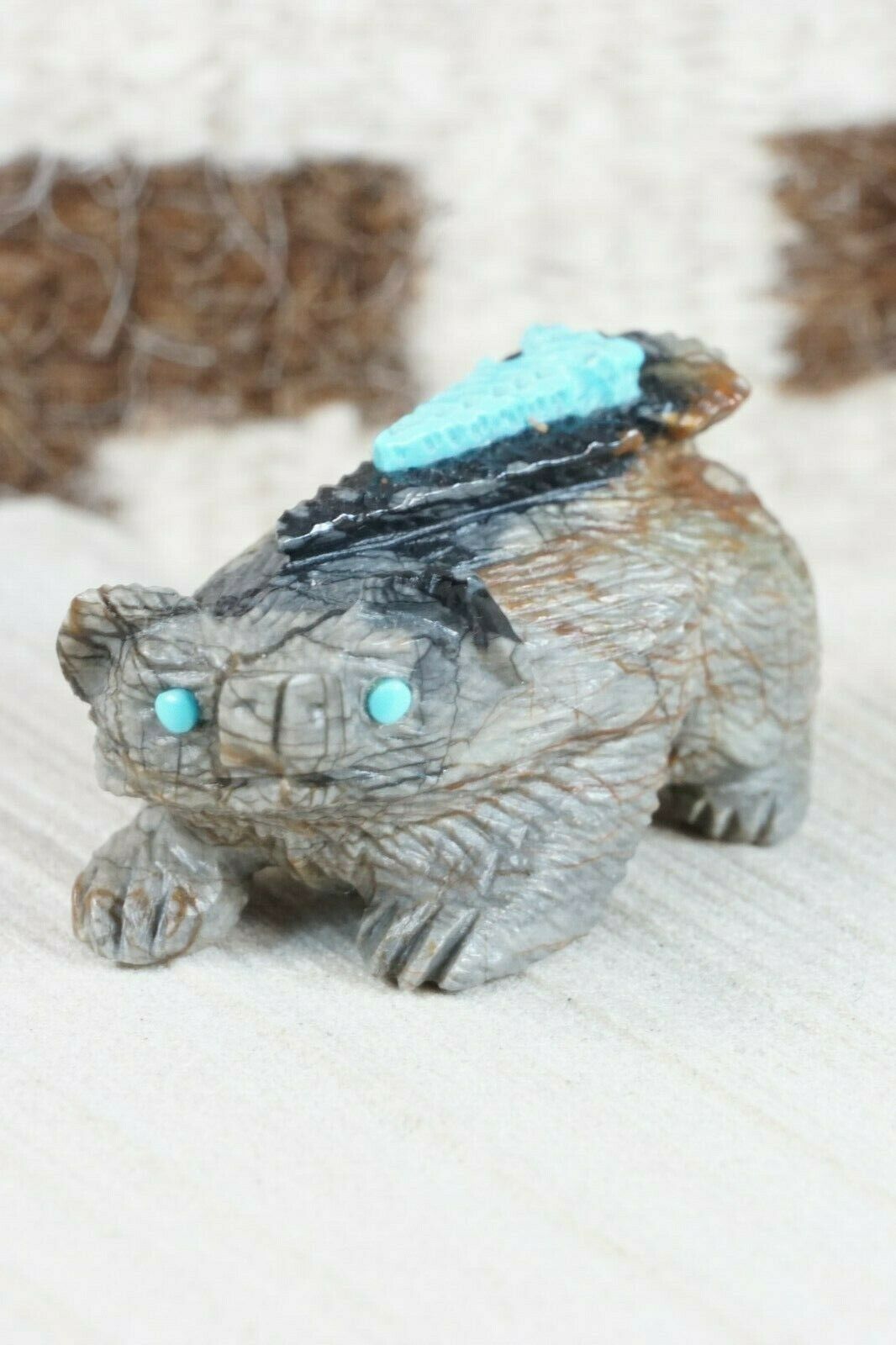 Badger Zuni Fetish Carving - Alvin Haloo - High Lonesome Trading
