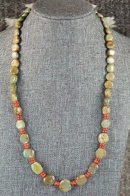 Turquoise, Coral & Sterling Silver Necklace - Navajo