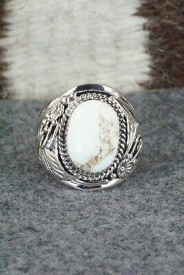 White Buffalo & Sterling Silver Ring - Leonard Spencer - Size 13 - High Lonesome Trading