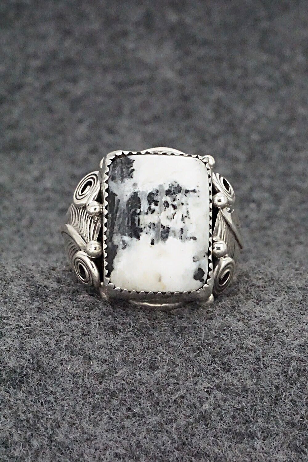 White Buffalo & Sterling Silver Ring - Darrell Morgan - Size 11