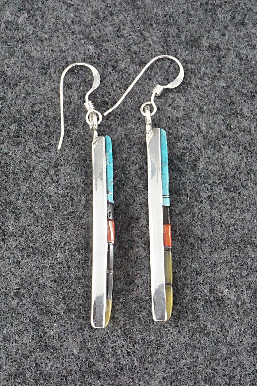Multi Stone & Sterling Silver Inlay Earrings - Cleo Kallestewa