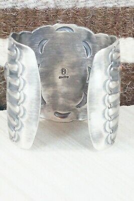 Navajo Turquoise, Coral & Sterling Silver Bracelet - Raymond Delgarito