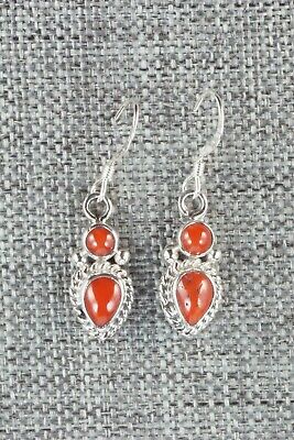 Coral & Sterling Silver Earrings - Isabelle Yazzie