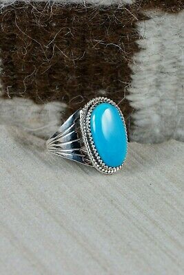 Navajo Turquoise and Sterling Silver Ring - Bobby Platero - Size 12.25