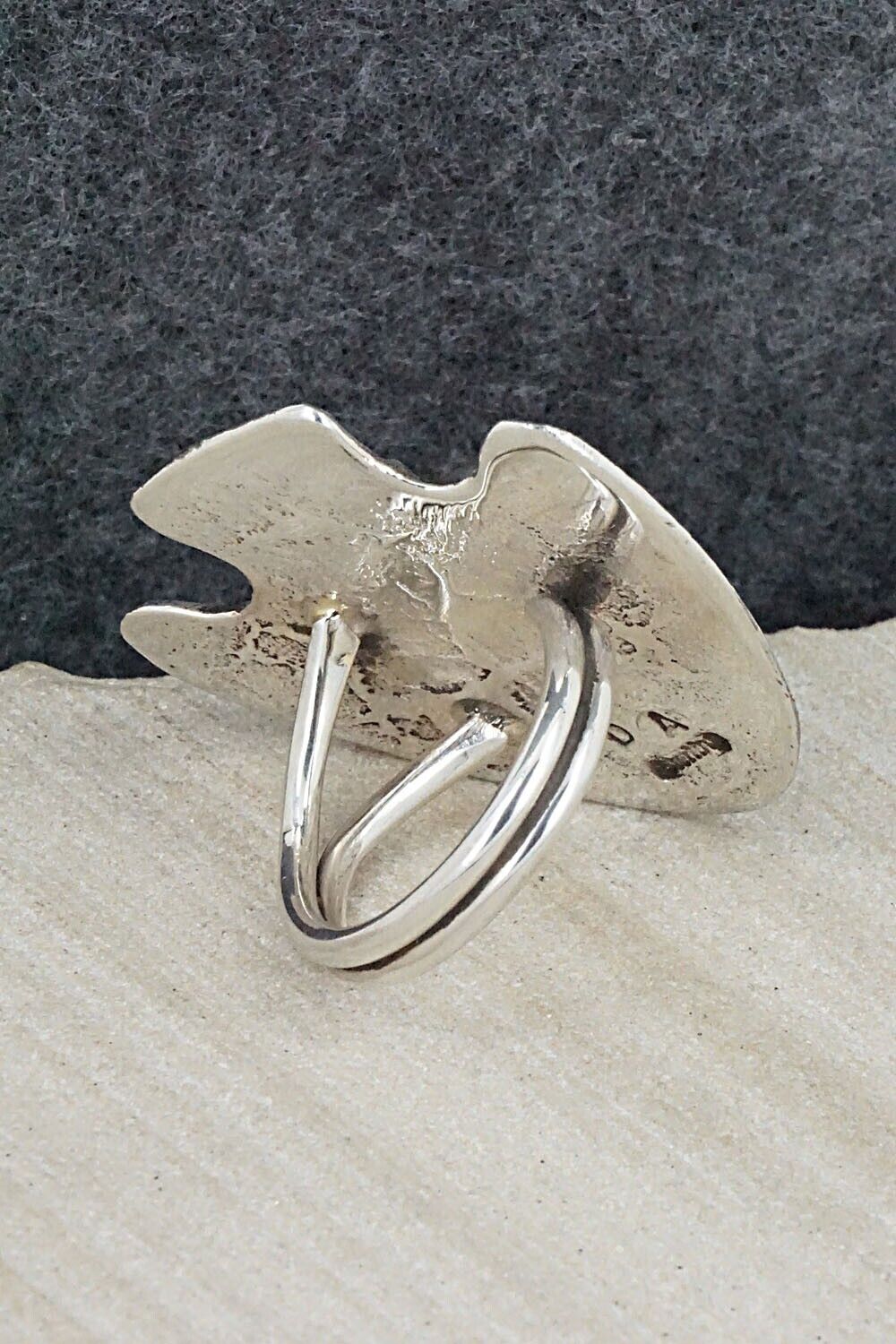 Coral & Sterling Silver Ring - Delbert Arviso - Size 8.25