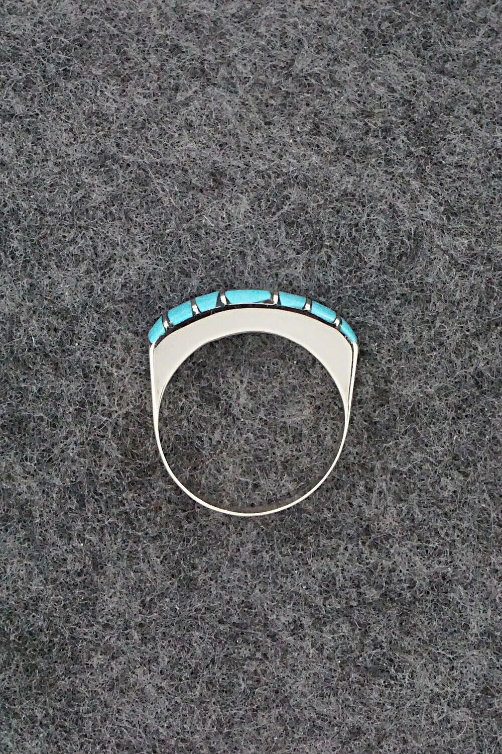 Turquoise & Sterling Silver Inlay Ring - Verna Kanesta - Size 7