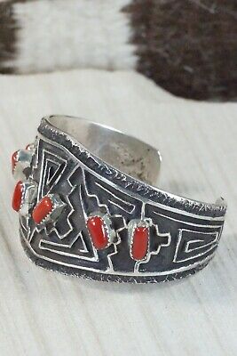 Coral & Sterling Silver Bracelet - Delbert Arviso