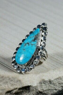 Navajo Turquoise and Sterling Silver Ring - Gregg Yazzie - Size 7.75 - High Lonesome Trading