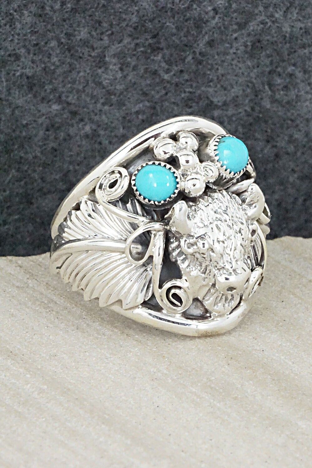 Turquoise & Sterling Silver Ring - Jeannette Saunders - Size 12