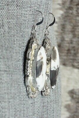 White Buffalo & Sterling Silver Earrings - Irvin Tsosie