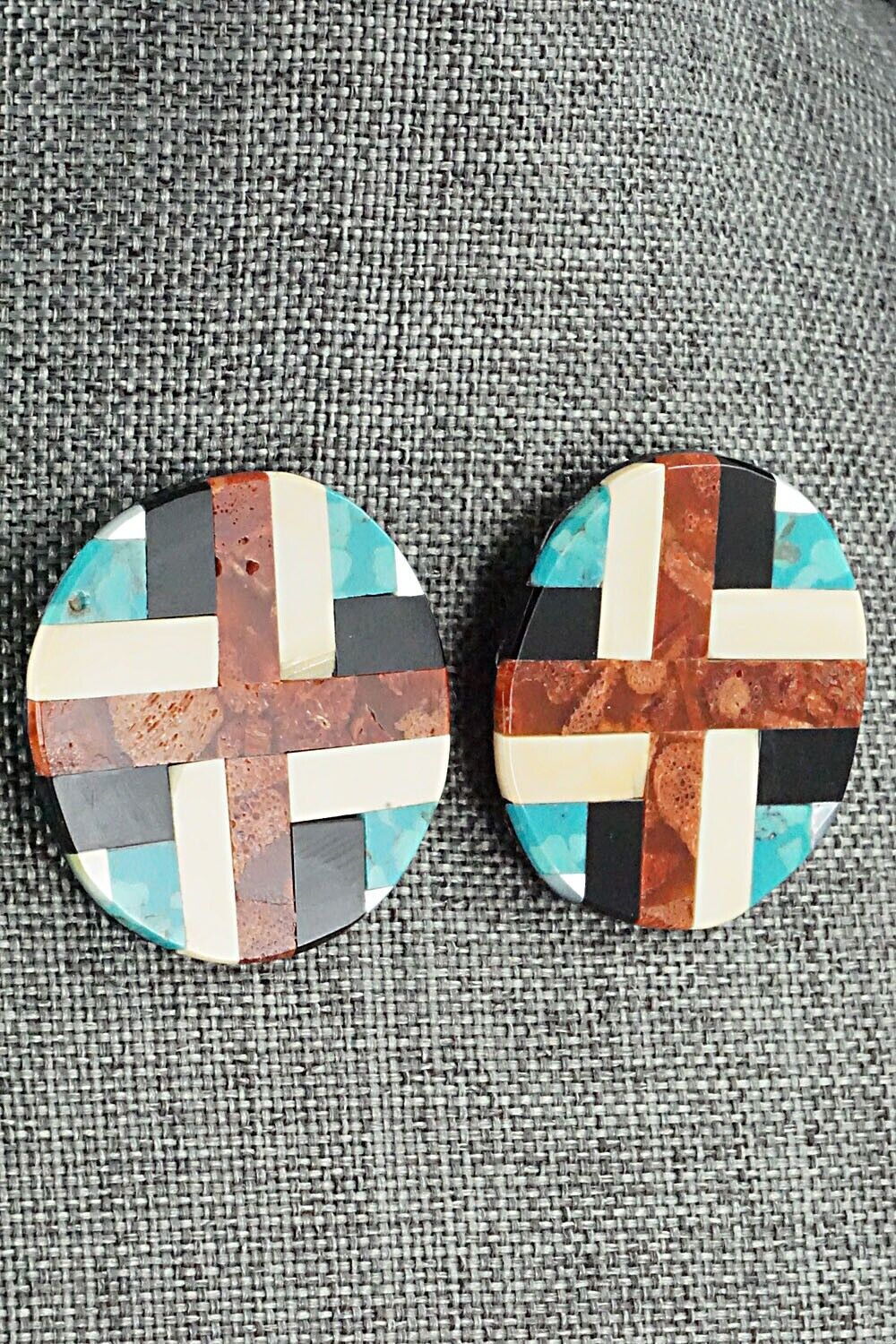 Multi Stone Inlay Earrings - Chaslyn Crespin