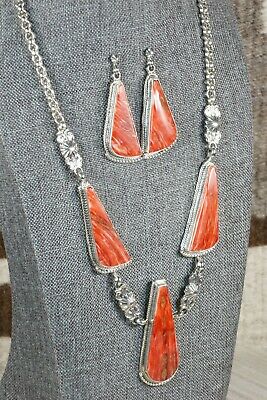 Spiny Oyster & Sterling Silver Necklace and Earrings Set -Annie Spencer - Navajo