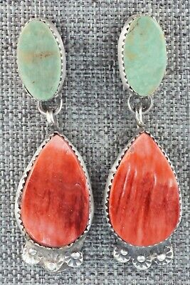 Turquoise, Spiny Oyster & Sterling Silver Earrings - Selina Warner