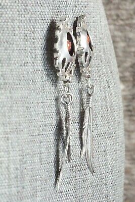 Coral and Sterling Silver Earrings - Navajo