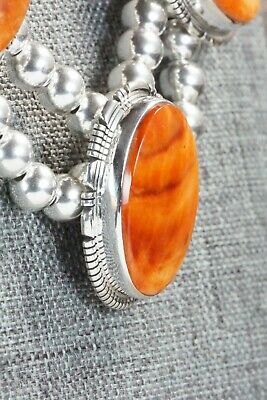 Spiny Oyster & Sterling Silver Necklace and Earrings - Richard Curley